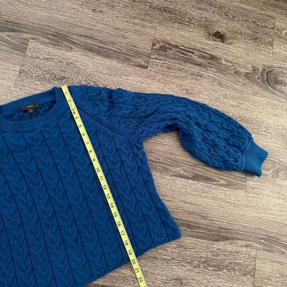 J. Crew Slightly Cropped Cable Balloon Sleeve Sweater - Picture 9 of 9